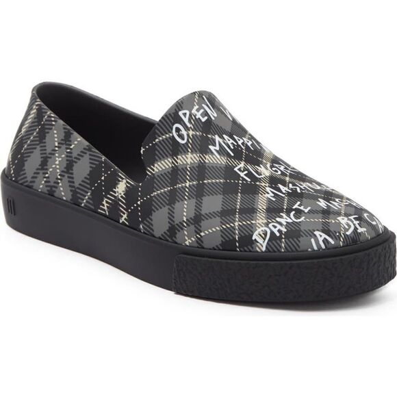 MELISSA Ground Slip-On Sneaker Gray Plaid Scented Size 7 New in Box - Picture 1 of 14